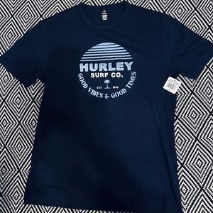 Hurley Navy Short-Sleeve Graphic Tee with Light Blue Logo